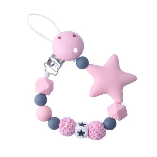 Chaîne De Sucette En Silicone Pour Bébé, 1 Pièce, Laisse, Perles De Mamelon, Chaîne Étoile Sucette, Crochet De Dentition, Perles Clip Bricolage