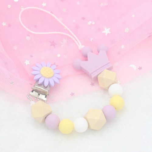 Chaîne De Tétine En Silicone Pour Bébé, 1 Pièce, Perles Crochetées, Couronne Tournesol, Qualité Alimentaire