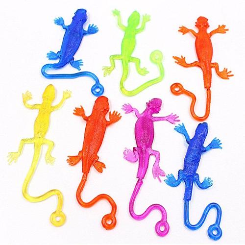 Gadget Drôle En Caoutchouc Visqueux Pour Enfants, Lézard Collant, Animaux, Rétractable, Couleur Aléatoire, Vente En Gros, 5 Pièces