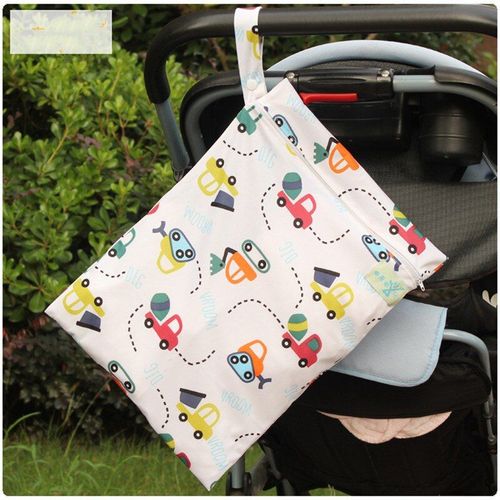 Sac À Couches À Motif De Dessin Animé Avec Fermeture Éclair,Pochette Étanche Réutilisable Idéale Pour Couche Sèche Ou Humide, Sac De Voyage Pour Bébé, De 20x40 Cm,