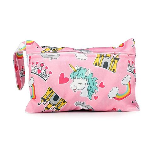 Sac À Couches Humides Et Sèches De Bébé Motif Imprimé, Imperméable À L'Eau,Poche De Rangement Fermeture À Glissière, Idéal Pour Poussette, Transport, Voyage En Plein Air,