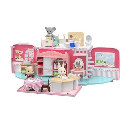 Voiture De Jeu Duplex Pour Filles, Maison De Poupée, Bus, Boulangerie, Voiture De Jeu, Animal De La Forêt Japonaise, Lapin, Ours, Écureuil, Koala, Chambre Familiale, Cuisine