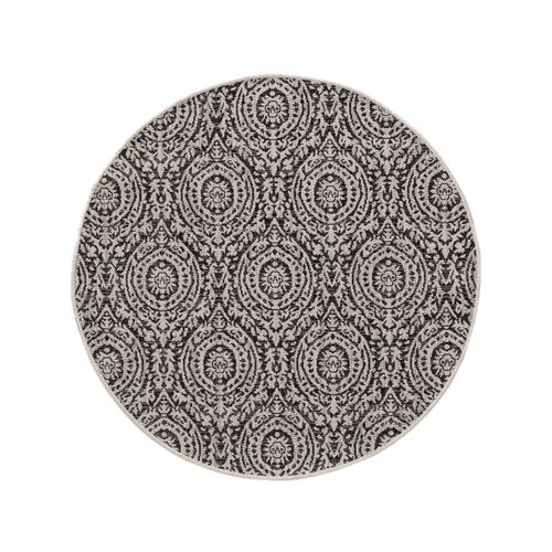 Benuta Plus Tapis D'extérieur & Intérieur Rond Cleo Blanc & Noir Diamètre 120 Cm Rond
