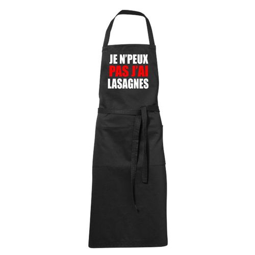 Tablier Humoristique De Cuisine Noir Je N'peux Pas J'ai Lasagnes