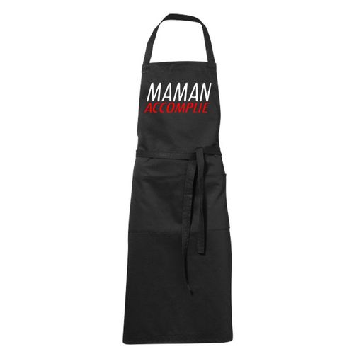 Tablier Humoristique De Cuisine Noir Maman Accomplie