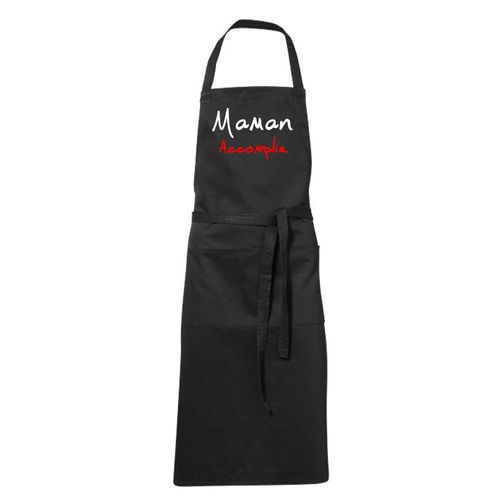 Tablier Humoristique De Cuisine Noir Maman Accomplie