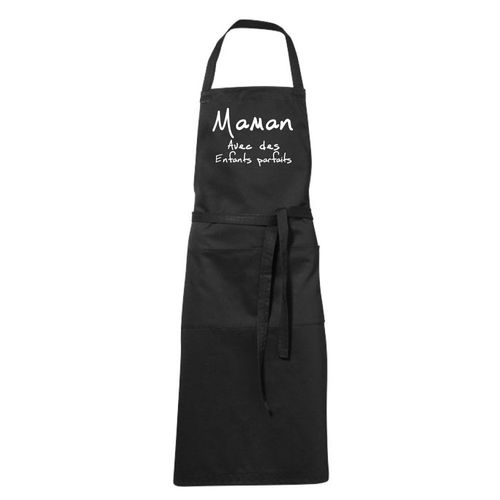 Tablier Humoristique De Cuisine Noir Maman Enfants Parfaits