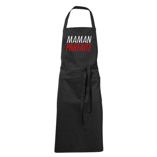Tablier Humoristique De Cuisine Noir Maman Parfaite