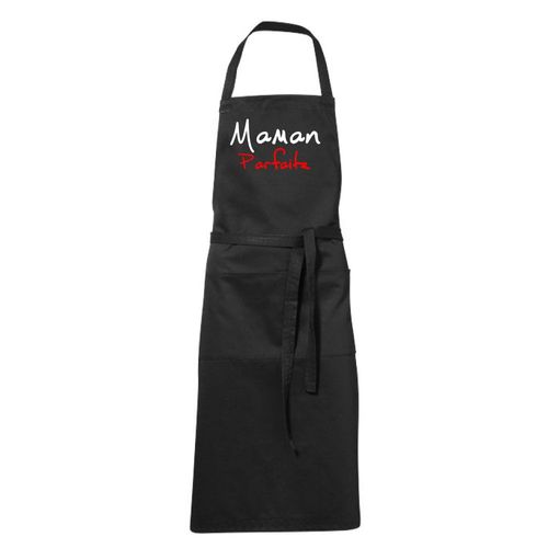 Tablier Humoristique De Cuisine Noir Maman Parfaite