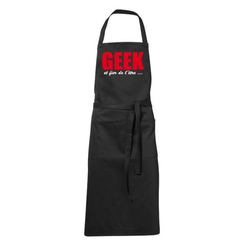 Tablier Humoristique De Cuisine Noir Geek Et Fier De L'être