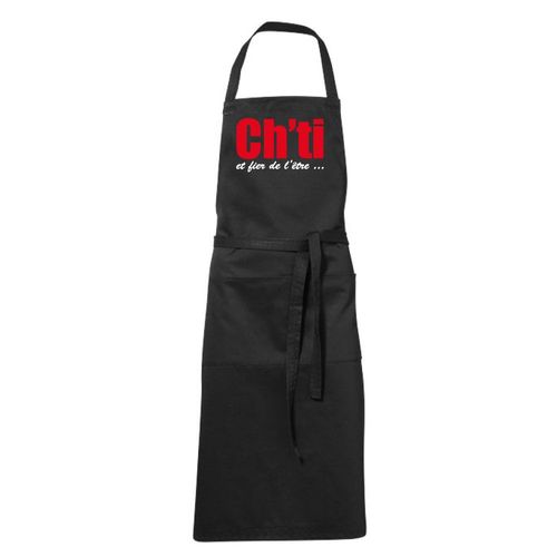 Tablier Humoristique De Cuisine Noir Ch'ti Et Fier De L'être