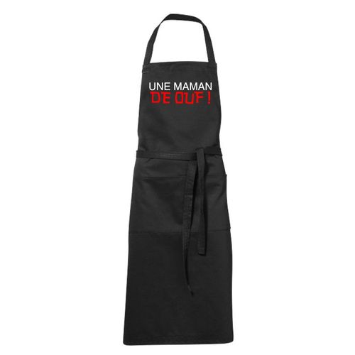 Tablier Humoristique De Cuisine Noir Maman De Ouf