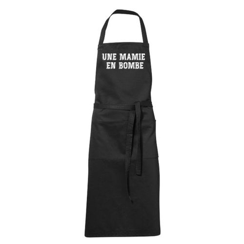 Tablier Humoristique De Cuisine Noir Une Mamie En Bombe