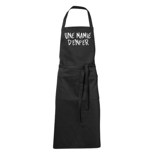 Tablier Humoristique De Cuisine Noir Une Mamie D'enfer