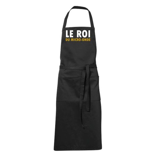 Tablier De Cuisine Noir Humoristique Noir Le Roi Du Micro-Onde. Cadeau Fête Des Mères, Pères, Noël