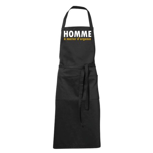 Tablier De Cuisine Noir Humoristique Noir Homme À Marier D'urgence. Cadeau Fête Des Mères, Pères, Noël