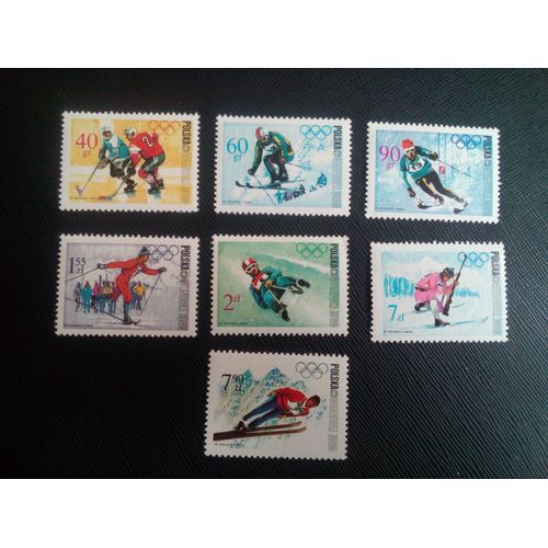Timbre Pologne Yt 1670/71/72/74/75/76/77 Jeux Olympiques D'hiver - Grenoble 1968 ( 010306 )