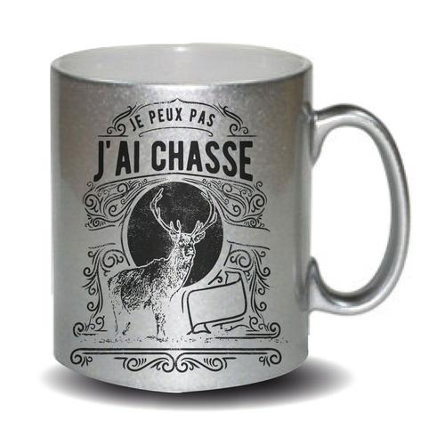 Mug Papa Pailleté Gris Je Peux Pas J'ai Chasse Cerf