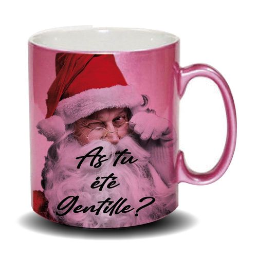 Mug Noël As-Tu Été Gentille Message Du Père Noël Pailleté Pour Un Effet Sur Votre Table De Fête Version Femme