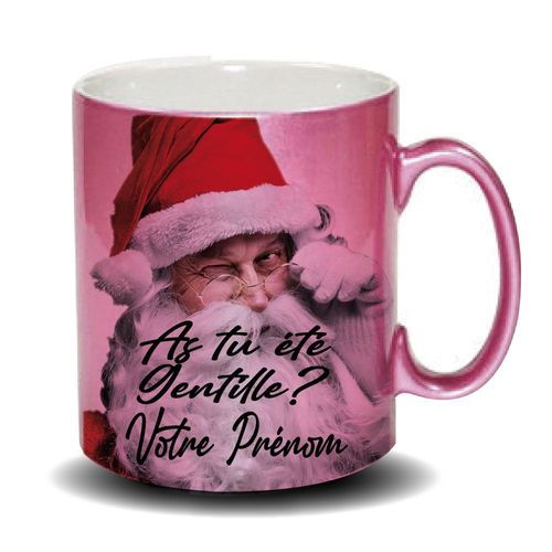 Mug Noël Personnalisé Avec Le Prénom As-Tu Été Gentille Message Du Père Noël Pailleté Pour Un Effet Sur Votre Table De Fête Version Femme