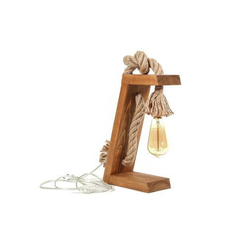 Lampe À Poser En Bois De Sapin Karatas - Fait Main - H.35 Cm