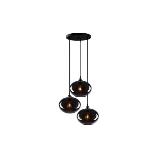Suspension En Métal Et Globes En Verre À Hauteur Réglable Smoked - H. 40/120 Cm - Gris Fumé