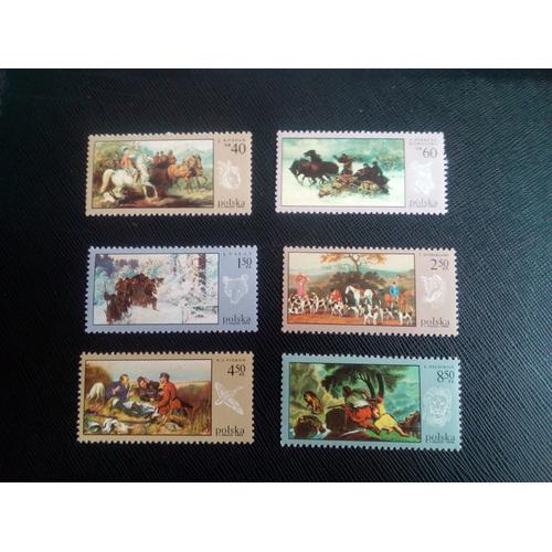 Timbre Pologne Yt 1741/42/43/44/46/47 Peintures De Chasse 1968 ( 010306 )