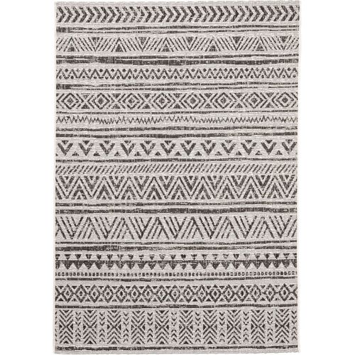 Tapis D'extérieur Cleo Blanc & Noir 300x400 Cm - Tapis Outdoor Pour Balcon, Terrasse Et Jardin