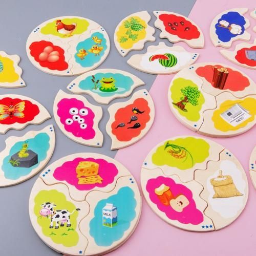Puzzle Pour Enfants, 12 Pièces, Grenouille Pastèque, Poulet, Évolution, Croissance, Jouet Éducatif, Développement De L'Intelligence