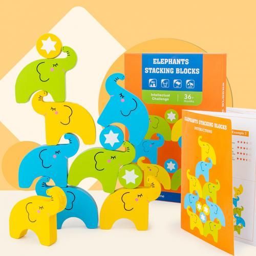 Blocs De Construction Éléphant Pour Enfants, Jeu D'Empilage D'Équilibre, Jouet Puzzle Éducatif Précoce