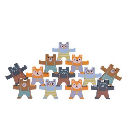 Blocs De Construction En Bois En Forme D'Ours, Jouets D'Apprentissage Précoce, Cadeau D'Anniversaire Pour Enfants, 12 Pièces/Ensemble