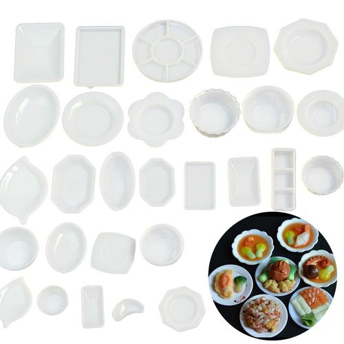 Jouet De Table De Cuisine 33 À 1/12, Assiette Miniature Transparente En Résine Pour Maison De Poupée