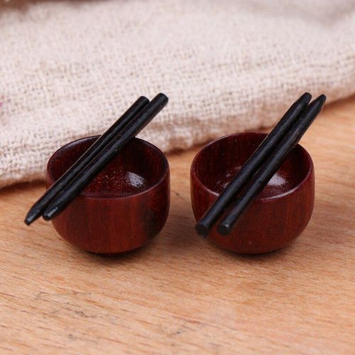 Jouet De Cuisine Miniature À L'Échelle 1/12, Ensemble De 2 Pièces De Vaisselle, Bol De Plat Chinois, Baguettes