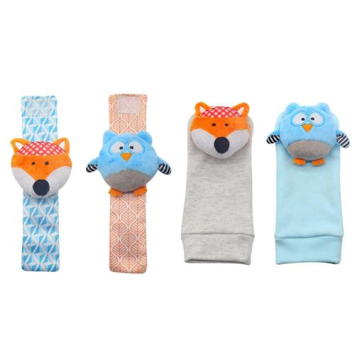 Ensemble De Bracelets En Forme D'Animaux Pour Bébés, 4 Pièces/Ensemble, Poupées, Dessins Animés, Émotionnels, Chaussettes, Avec Hochets, Jouet, Accessoires Pour Bébés