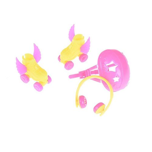 Patins À Roulettes Pour Enfants Filles, 4 Pièces, Chaussures, Casque, Accessoires De Jeu, Jouet Décoratif