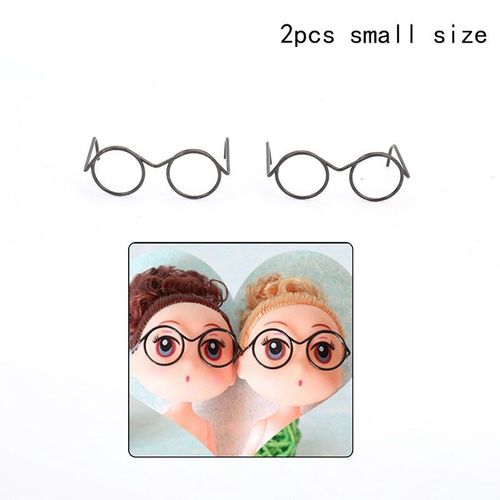 Lunettes De Poupée Rétro Cool Pour Poupée, 2 Pièces, Noir, Cadre Rond Sans Lentilles, Accessoires De Poupée 1/6 30cm