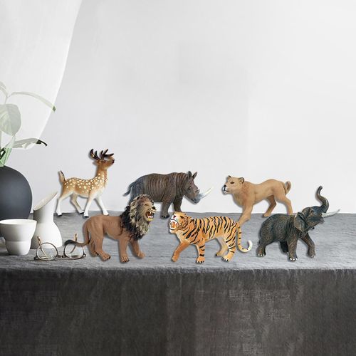 Figurines De Cheval Marron Éducatif, 6 Pièces, Modèles D'Animaux, Guépard, Lion, Mouton, Renne, Âne, Pour Enfants De La Maternelle
