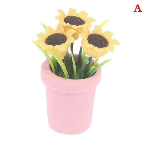 Maison De Poupée Miniature, Simulation De Tournesol, Arbre En Pot Pour Plante Verte, Modèle Jouets, Accessoires Pour Poupées, 1/12