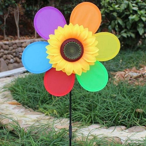 1pc Drôle Belle Enfant Bricolage Coloré Tournesol Moulin À Vent Jouet Enfants Activités De Plein Air Jouet Jardin Décor Cadeau