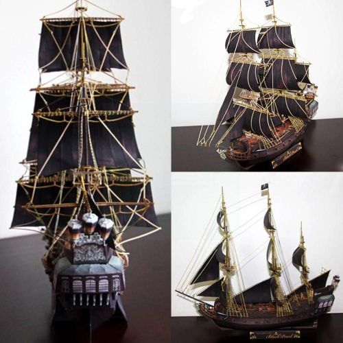 Bateau En Papier Pour Pirate Des Caraïbes, Modèle De Bateau De Guerre Noir, À Faire Soi-Même, W4q7