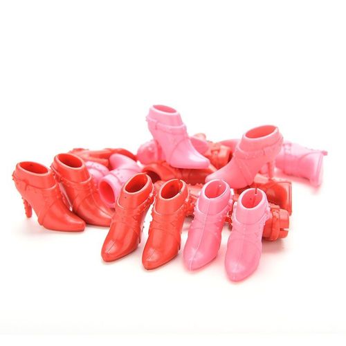 Chaussures À Talons Hauts, Bottes Courtes Pour Accessoires De Poupée, Couleurs Aléatoires Mélangées, 10 Paires