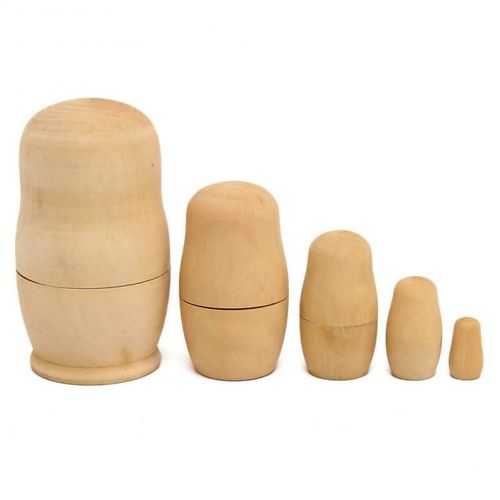 Poupées De Nidification Russes En Bois Vierge, Jouets De Matrioshka Non Peints, Jouets De Formation Aux Compétences De Peinture, Bricolage, Cadeaux Pour Enfants, 5 Pièces