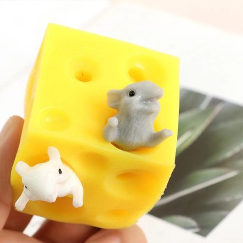 Souris Et Bloc De Fromage Anti-Stress, Jouet Paresseux Pour Cacher Et Chercher Des Figurines Écrasables, Cadeau