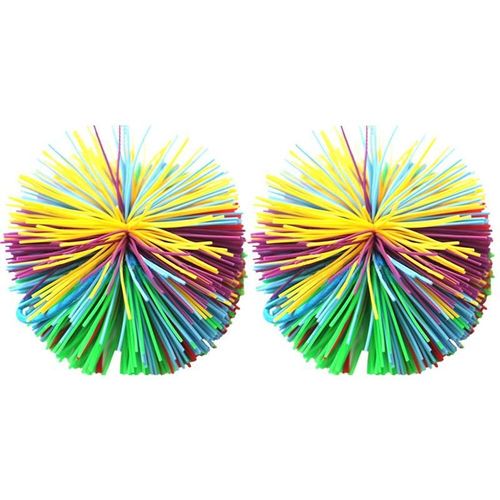 Boule De Koosh En Silicone Pour Bébé, 2 Pièces, Boule D'Écheveau En Caoutchouc, Boule D'Exercice Pour Bébé, Boule Sensorielle Anti-Stress, Jouets Arc-En-Ciel