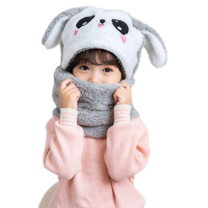 plus de 8 ans et adulte - Cagoule en peluche pour enfants et adultes,  chapeau de dessin animé, Panda, lapin, coupe-vent, couverture complète,  capuchon, écharpe pour le cou