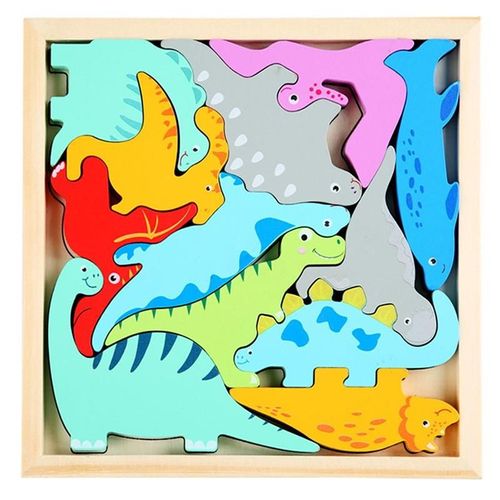 Puzzle 3d En Bois De Dessin Animé Dinosaure, Jouets Éducatifs Pour Enfants, Cadeau De Noël