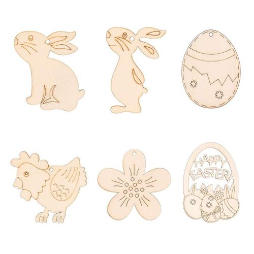 Peinture En Bois Colorée Pour Bricolage, 60 Pièces, Ensemble De Dessin, Artisanat Pour Enfants, Lapin De Pâques, Décoration Pour Enfants Et Adultes