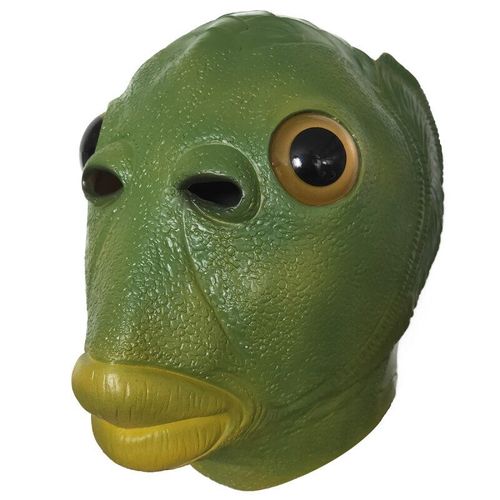 Costume De Cosplay Amusant, Masque De Tête De Poisson Unisexe, Fête De Carnaval, Horreur, Vert, Couvre-Chef, Costume D'extraterrestre, Jouet Amusant, 1 Pièce