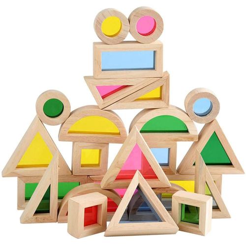 Blocs En Bois Arc-En-Ciel Montessori, Jouets Pour Bébé, Éducation Précoce, Blocs De Construction Créatifs À Empiler, Cadeau Pour Enfants, Jouets Sensoriels