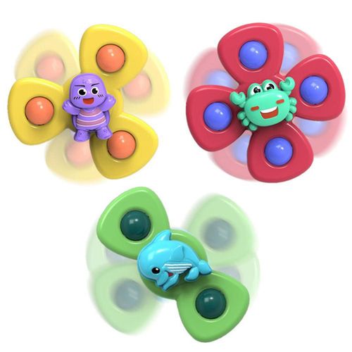 Toupie À Ventouse 3 Pièces, Jouet Classique Pour Bébé, Anti-Stress, Fidget Toys, Anti-Stress, Jouet D'Apprentissage Précoce Pour Enfants